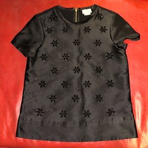 kate spade black floral cluster blouse